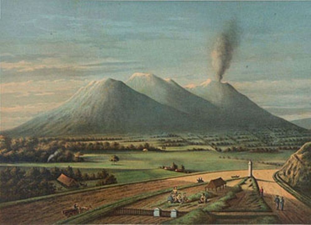  Lukisan  Pemandangan Gunung  Meletus  Rahman Gambar